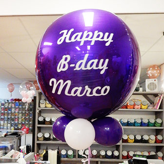Lovedeco - persoonlijk bedrukte orbz ballon paars happy birthday marco