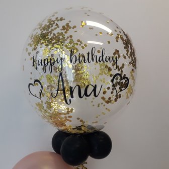 Lovedeco - Bubble ballon met eigen tekst gevuld met Confetti, happy birthday Ana