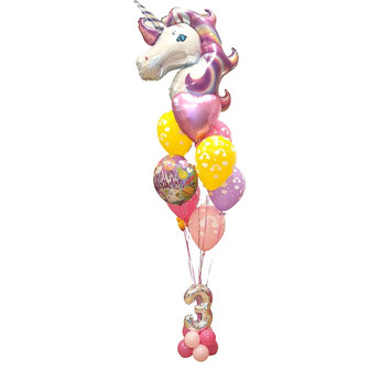 Lovedeco - Ballonboeket Olivia 3 jaar unicorn thema