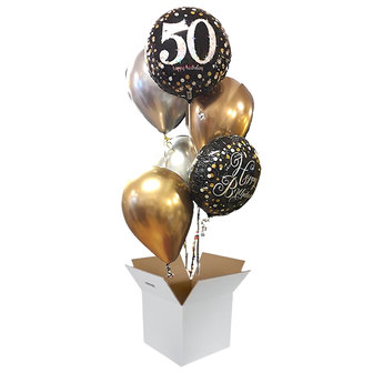 Lovedeco - helium tros happy birthday black 50 jaar medium