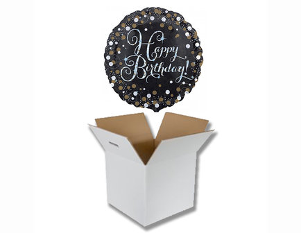 Lovedeco - Helium ballon Happy birthday black sparkle per post verzenden