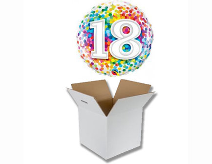 Lovedeco - Helium ballon Happy birthday 18 confetti per post verzenden