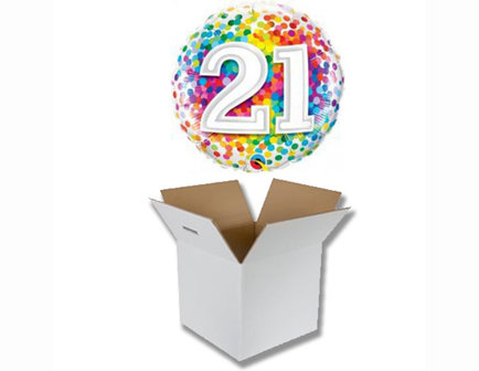 Lovedeco - Helium ballon Happy birthday 21 confetti per post verzenden