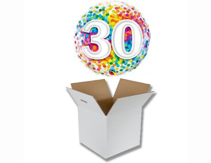 Lovedeco - Helium ballon Happy birthday 30 confetti per post verzenden