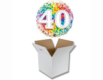 Lovedeco - Helium ballon Happy birthday 40 confetti per post verzenden