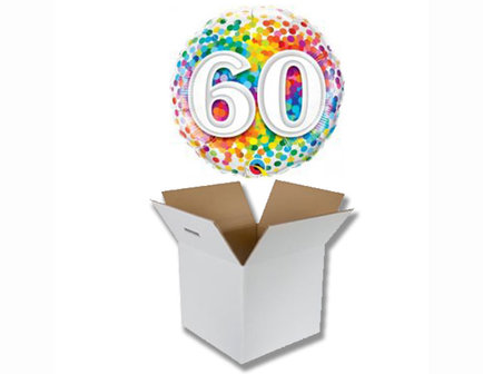 Lovedeco - Helium ballon Happy birthday 60 confetti per post verzenden