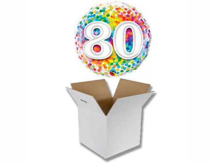 Lovedeco - Helium ballon Happy birthday 80 confetti per post verzenden