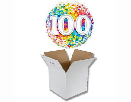 Lovedeco - Helium ballon Happy birthday 100 confetti per post verzenden