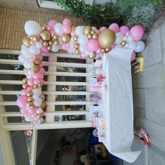 Lovedeco - Organic ballonnenboog Chrome goud roze en wit