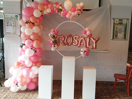 Lovedeco - Organic ballonnenboog rosaly roze en wit