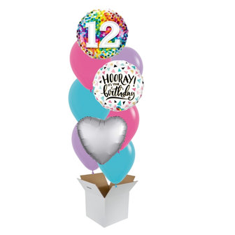 Lovedeco - Heliumtros XL Happy birthday 12 jaar confetti kleurrijk