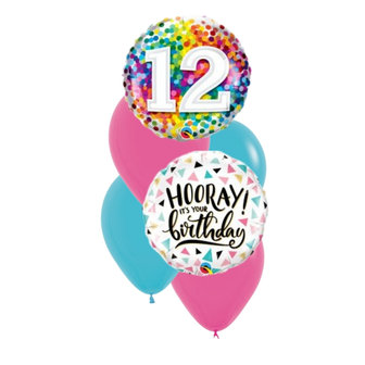 Lovedeco - Heliumtros Medium Happy birthday 12 jaar confetti kleurrijk