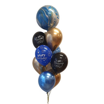 Lovedeco - Heliumtros Fred Blauw, zwart, royal blue en chrome goud