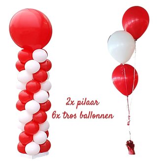 Lovedeco - Pakket 1 - 2x standaard pilaar en 6 trossen van 3 helium ballonnen