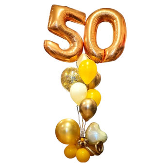 lovedeco - Cijfer ballonboeket Sofie 50 jaar Sun glow