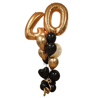 Lovedeco - Cijfer ballonboeket Sofie 40 jaar Black & Gold