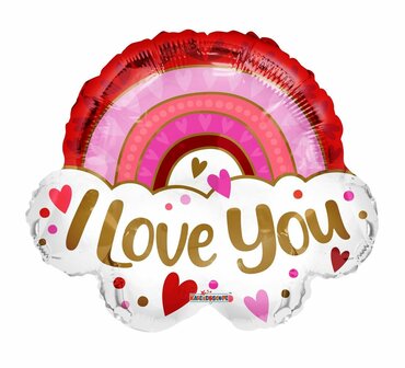 Lovedeco - Valentijn helium ballon I Love you Regenboog 70 cm