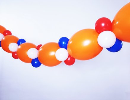 Lovedeco - enkele ballonslinger koningsdag oranje rood wit blauw