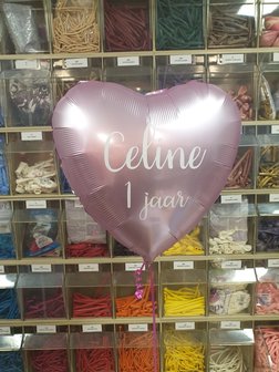 Lovedeco - Persoonlijk bedrukte standaard hartballon, Celine 1 jaar