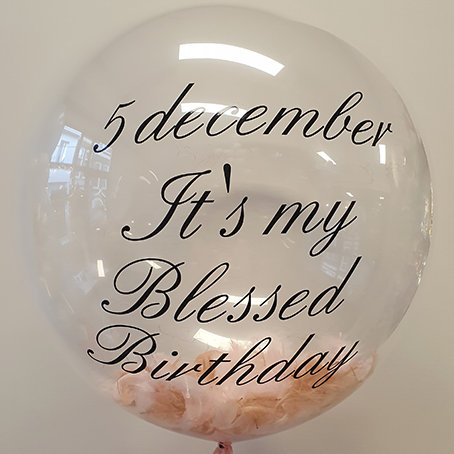 Lovedeco - Bubble ballon met eigen tekst gevuld met veren, It's my blessed birthday roze en rosé goud