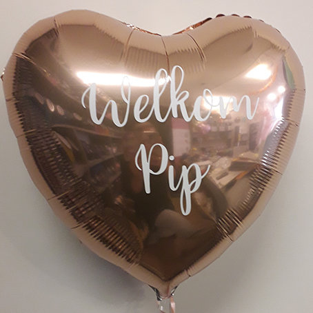 Lovedeco - Persoonlijk bedrukte standaard hartballon Welkom pip