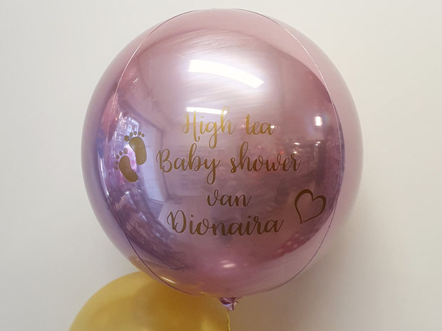Lovedeco - persoonlijk bedrukte orbz ballon Roze High tea baby shower