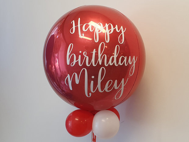 Lovedeco - persoonlijk bedrukte orbz ballon Rood happy birthday Miley