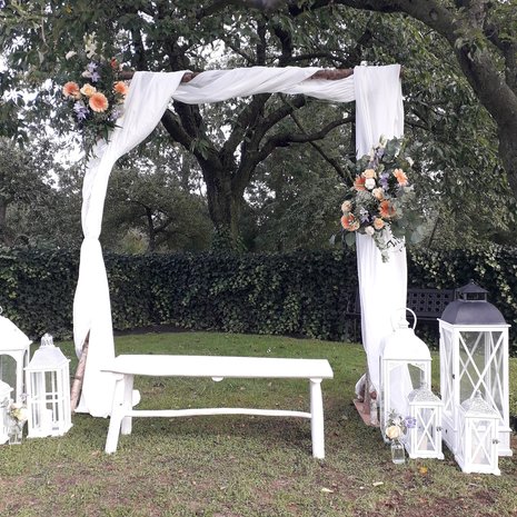 Lovedeco - Witte lantaarns bij berken backdrop voor bruiloft boerderij burgersdijk de Lier Zuid-Holland