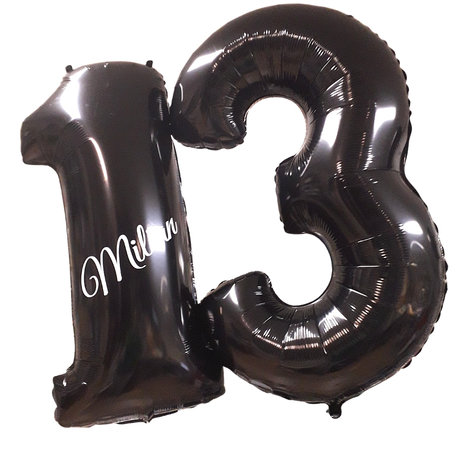 Lovedeco - Mega cijfer ballonnen, 13 zwart Milan