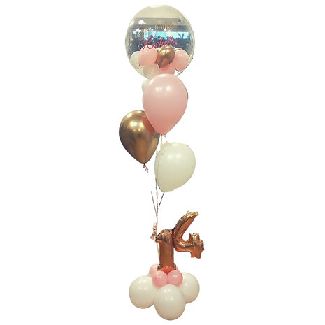 Lovedeco - Birthday ballonboeket Lisa voor Rechella goud, baby roze en wit 14 jaar