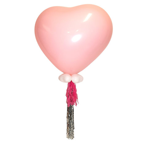 Lovedeco - Mega latex hart ballon gevuld met helium Roze