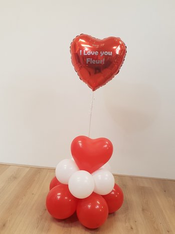 Lovedeco - Persoonlijk bedrukte standaard hartballon,I love you fleur!  met valentijn ballonvoet