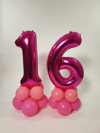 Lovedeco - Mega cijfer ballonpilaar 16 roze
